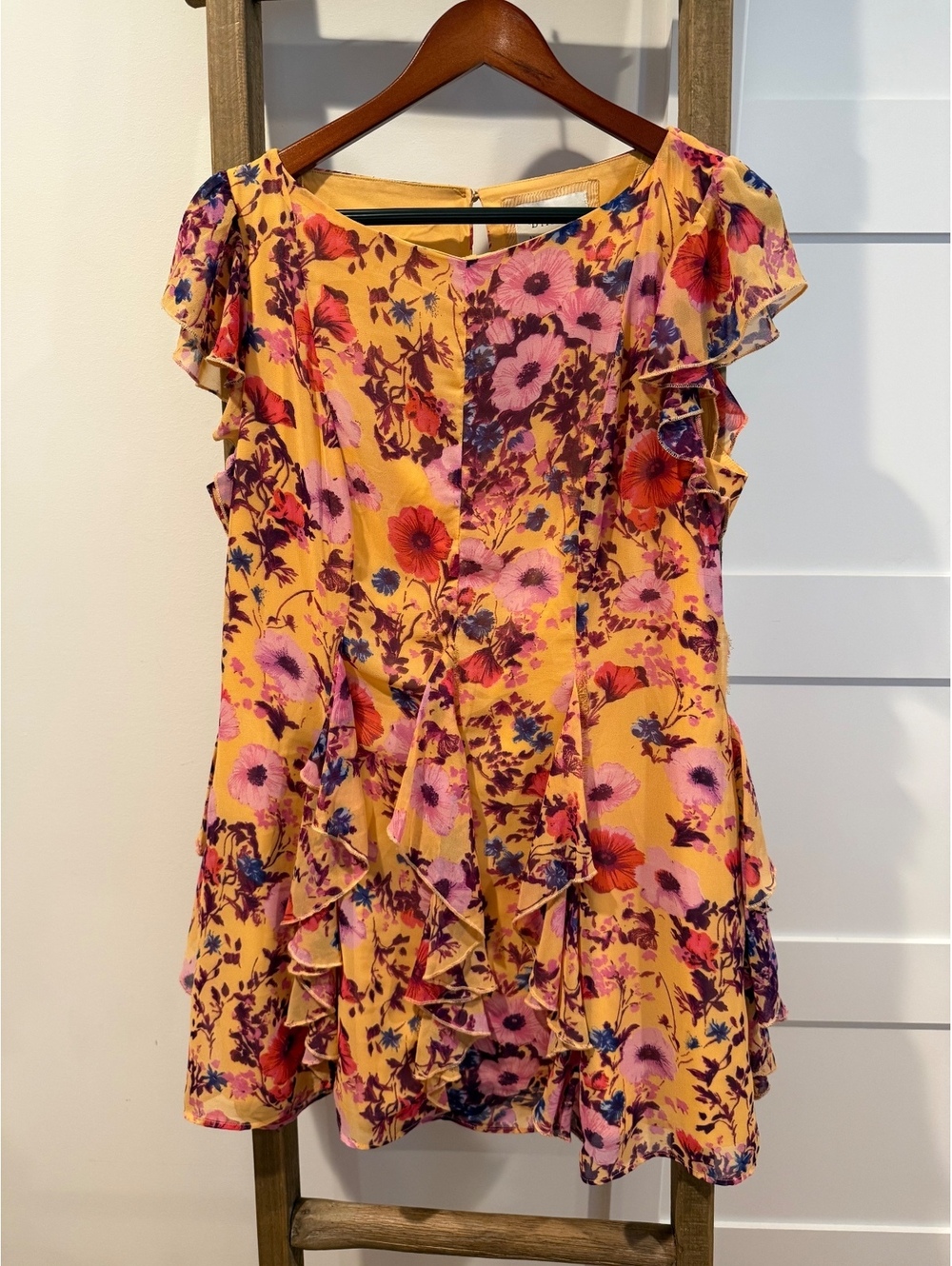 BHLDN SLEEVELESS RUFFLED CHIFFON MINI DRESS - Picture 6 of 8